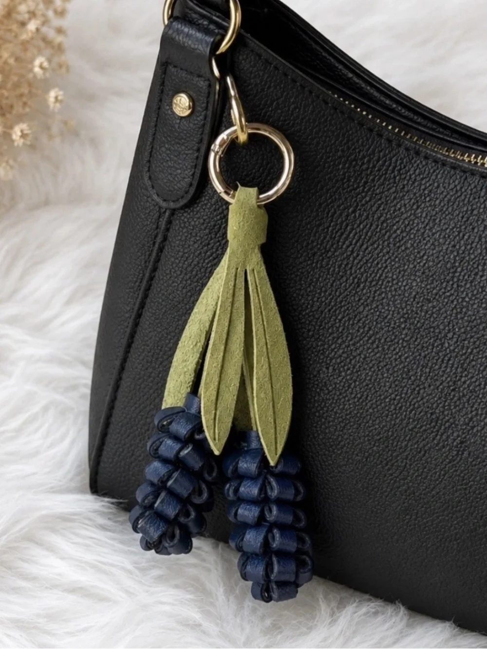Lavender Flower Bag Charm Keychain Handmade Gift New
